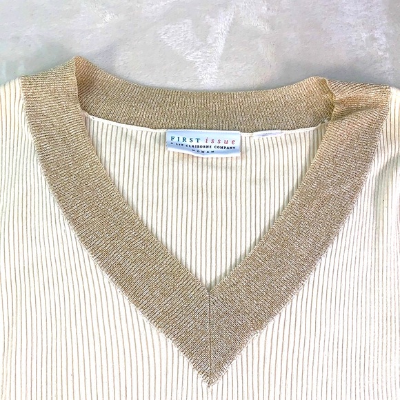 Liz Claiborne V-Neck Striped-Trim Sweater - Picture 5 of 9